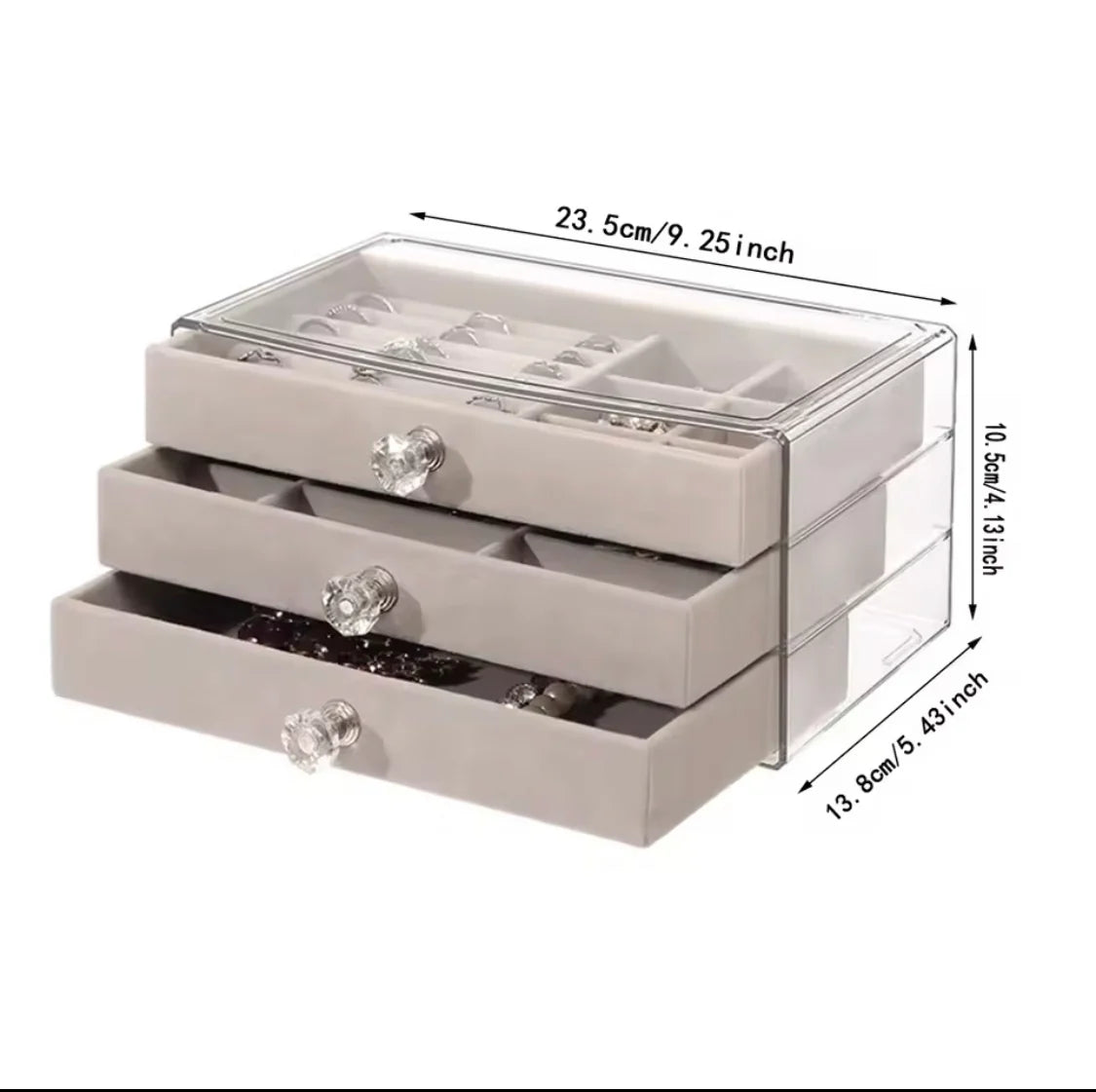 Side view of jewelry box showing compact design