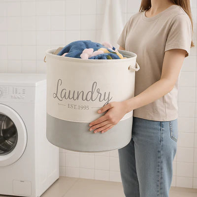 Multi functional Foldable Thick Fabric Laundry Basket - 35*40cm