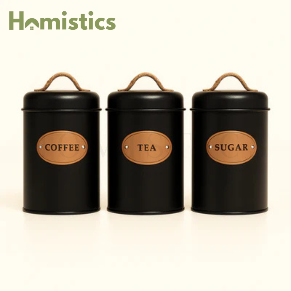 Rustic Kitchen Canister Set - Black