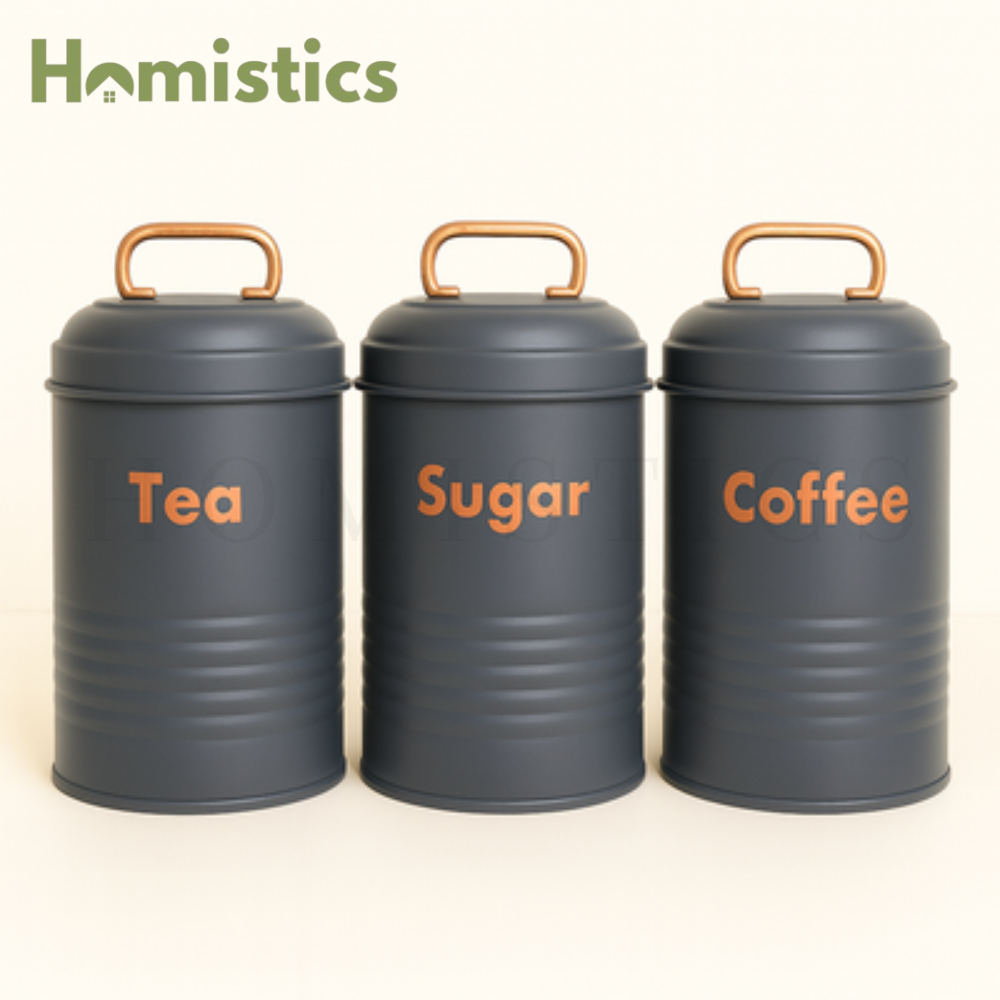 Vintage Metal Canister Set - Grey