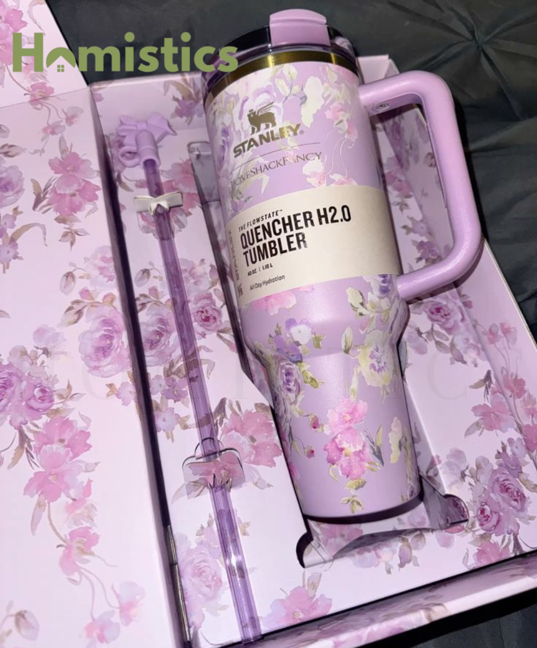 The Stanley x LoveShackFancy Quencher | 40 OZ | Happy Thoughts
