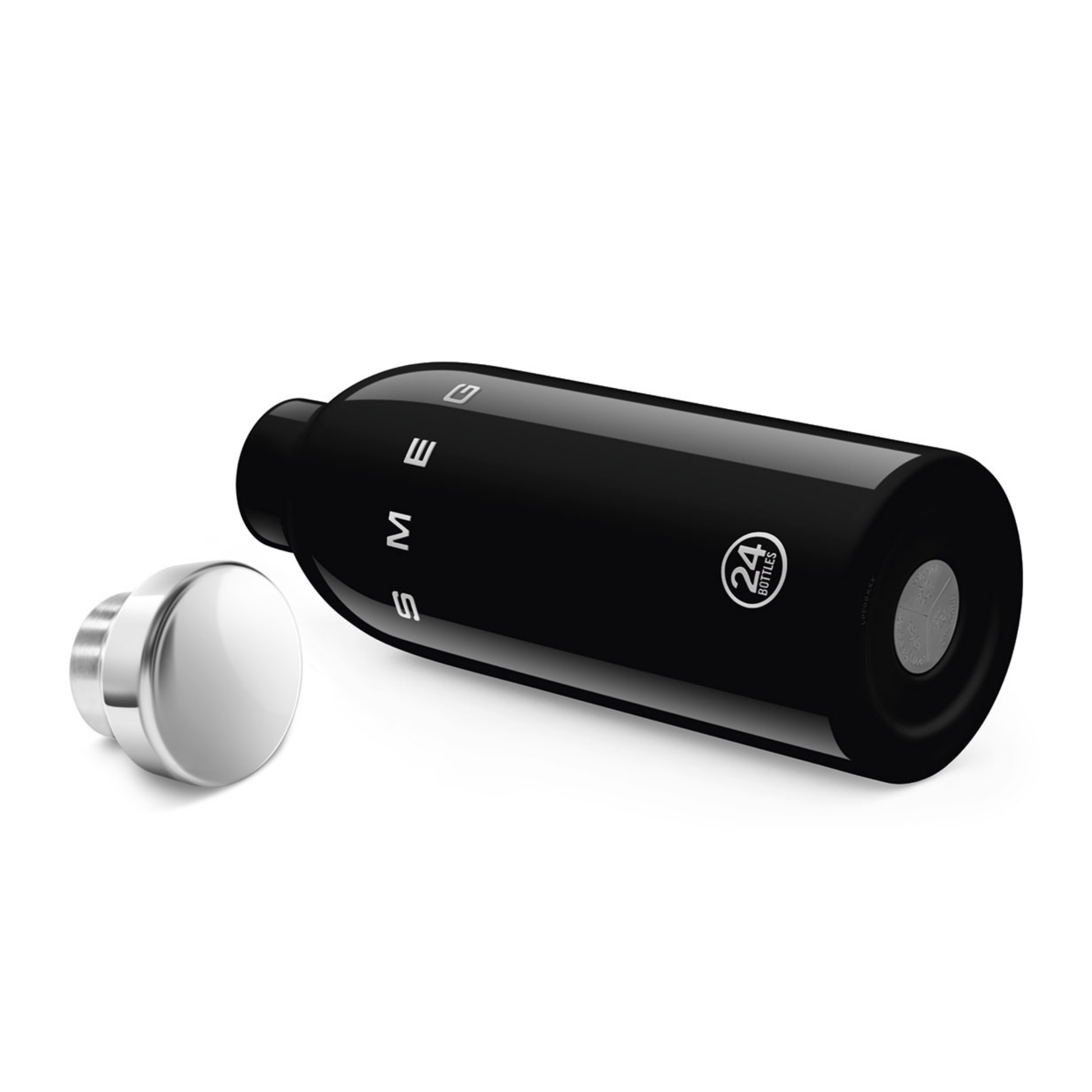 SMEG x 24Bottles Clima Bottle Black 500 ml side view insulated stainless steel bottle