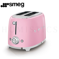 SMEG Pink Retro Toaster Side View with Control Settings and Vintage Design